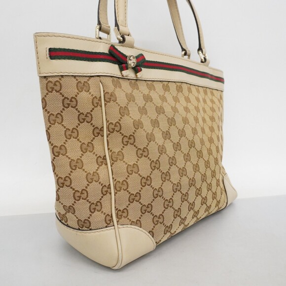 Gucci GG Canvas Sherry Line Tote Bag 257061 Brown Women's - Picture 2 of 16